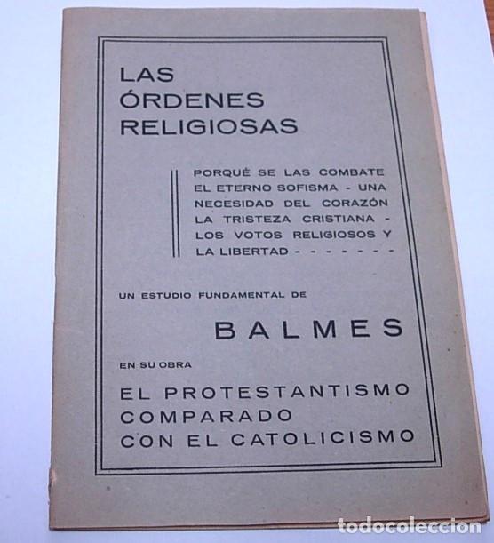 Libros de segunda mano: Libro Folleto antiguo 16 pgs LAS ORDENES RELIGIOSAS un estudio fundamental de BALMES Muy Raro !!