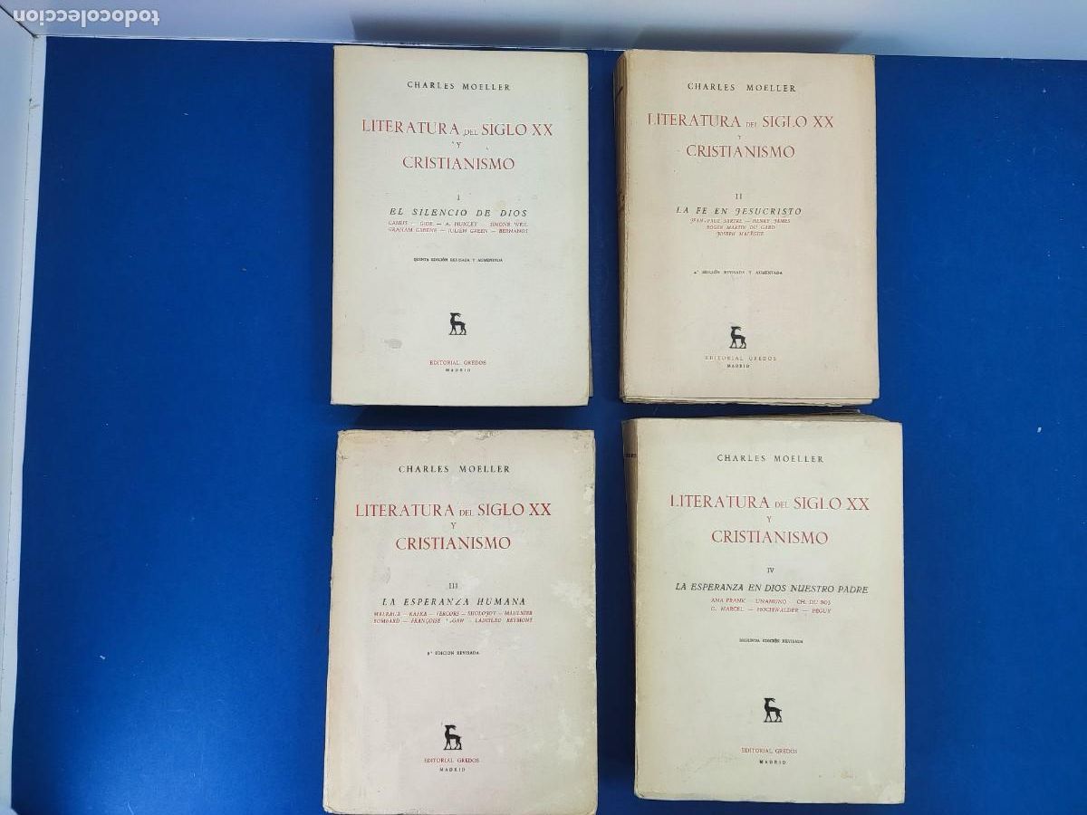 Libros de segunda mano: LITERATURA DEL SIGLO XX Y CRISTIANISMO / CHARLES MOELLER / 1964. GREDOS / Tomos del I la IV