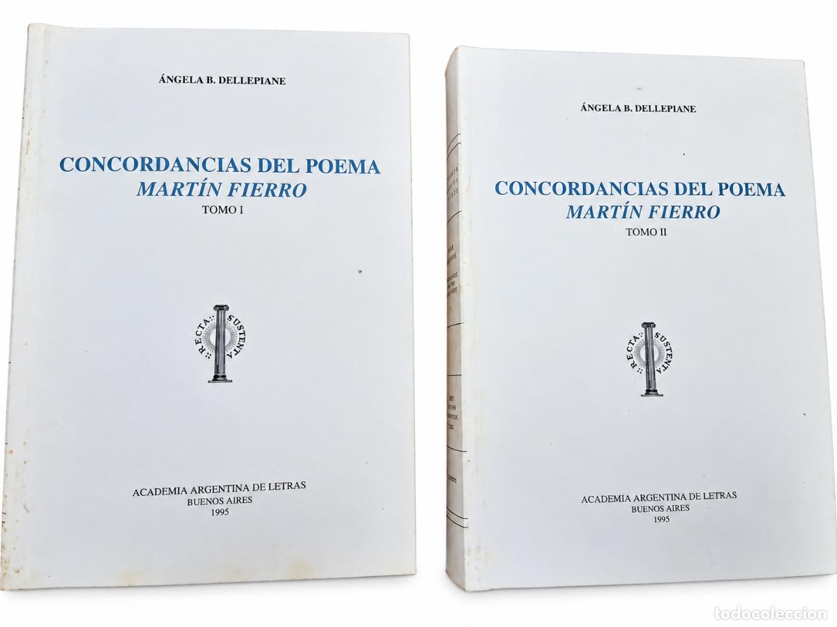 Libros de segunda mano: &Aacute;ngela B. Dellepiane &ndash; Concordancias del poema Mart&iacute;n Fierro &ndash; Academia Argentina de Letras &ndash; LM