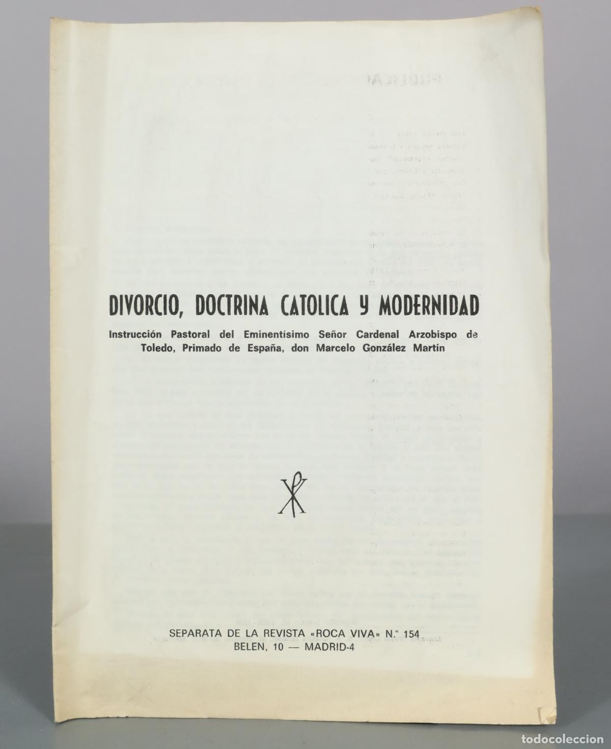 Libros de segunda mano: Divorcio, doctrina catolica y modernidad - Marcelo Gonzalez Martin - Roca Viva