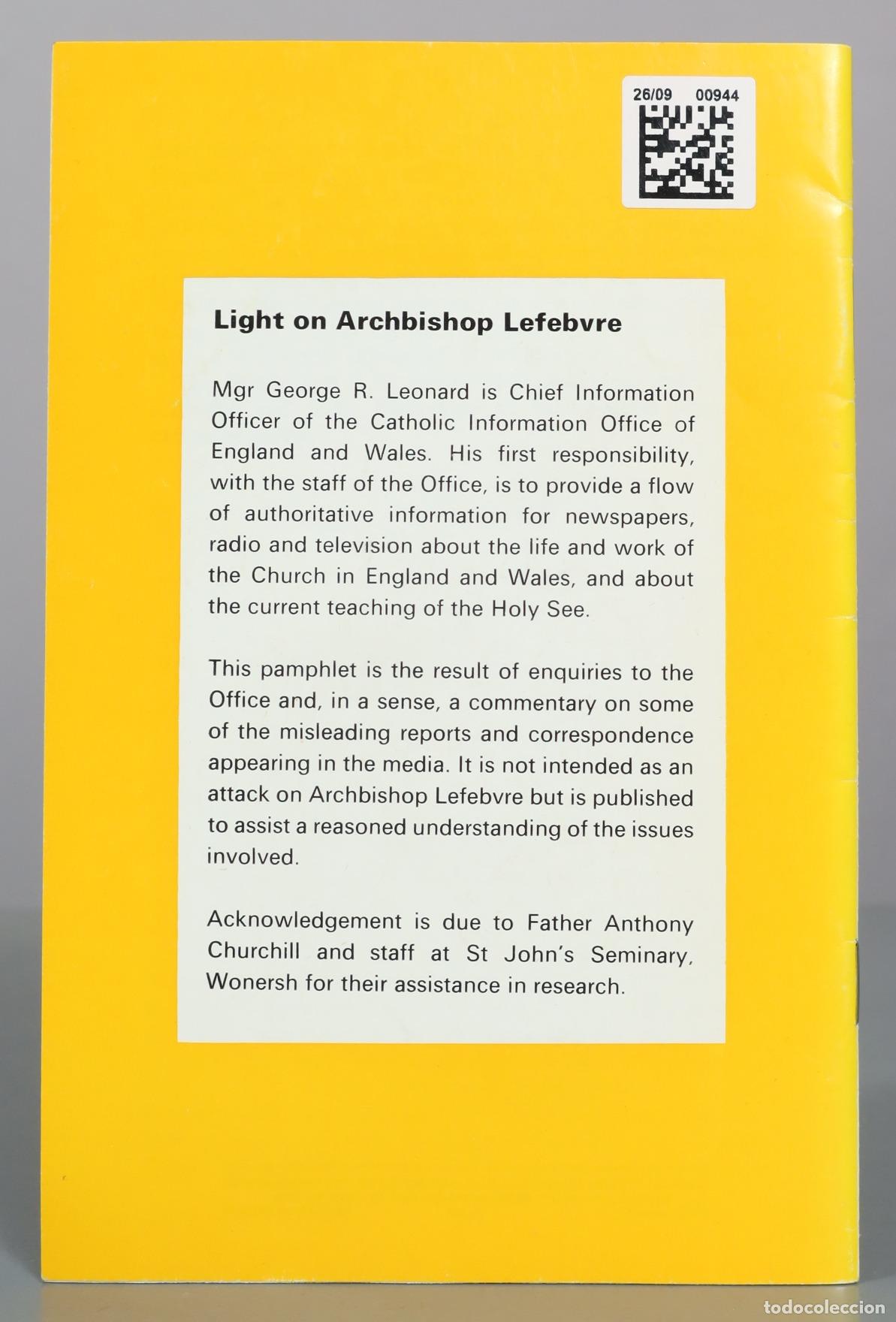 Libros de segunda mano: Light on Archbishop Lefebvre - Foto 2