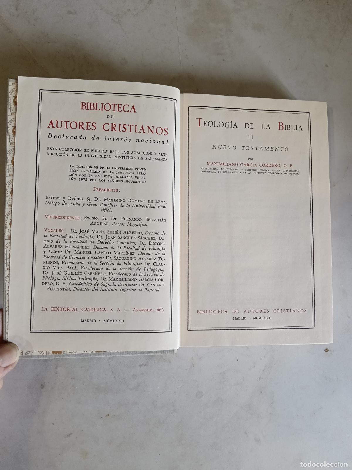 Libros de segunda mano: Teolog&iacute;a de la Biblia II. GARCIA CORDERO, Maximiliano. Col. Biblioteca de autores cristianos.
