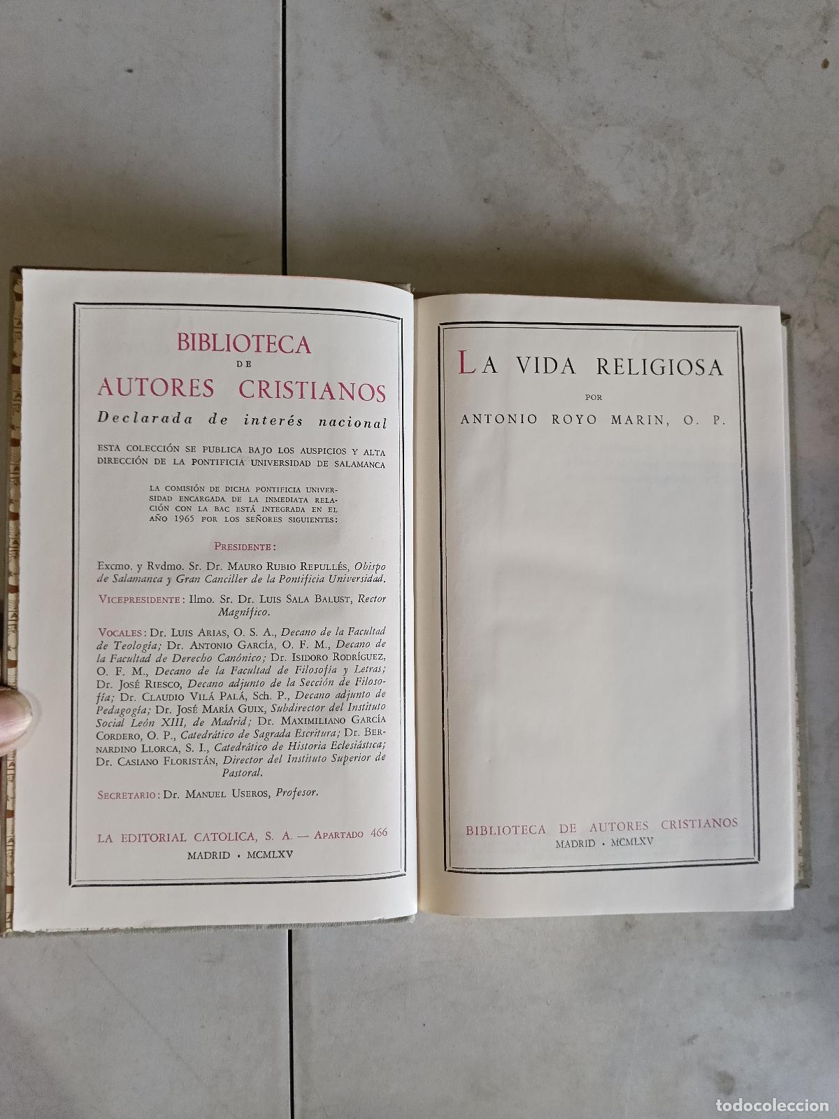 Libros de segunda mano: La Vida Religiosa. ROYO MARN, Antonio. Biblioteca de Autores Cristianos BAC. Madrid, 1965