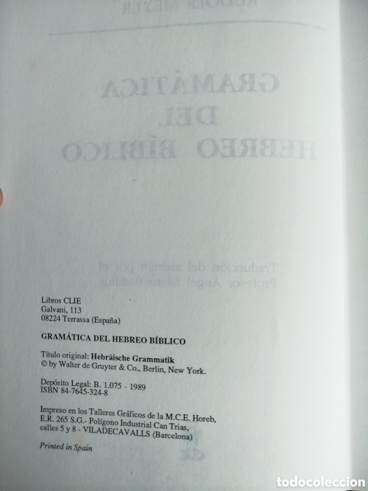 Libros de segunda mano: Gram&aacute;tica del hebreo b&iacute;blico (Meyer) - Foto 3