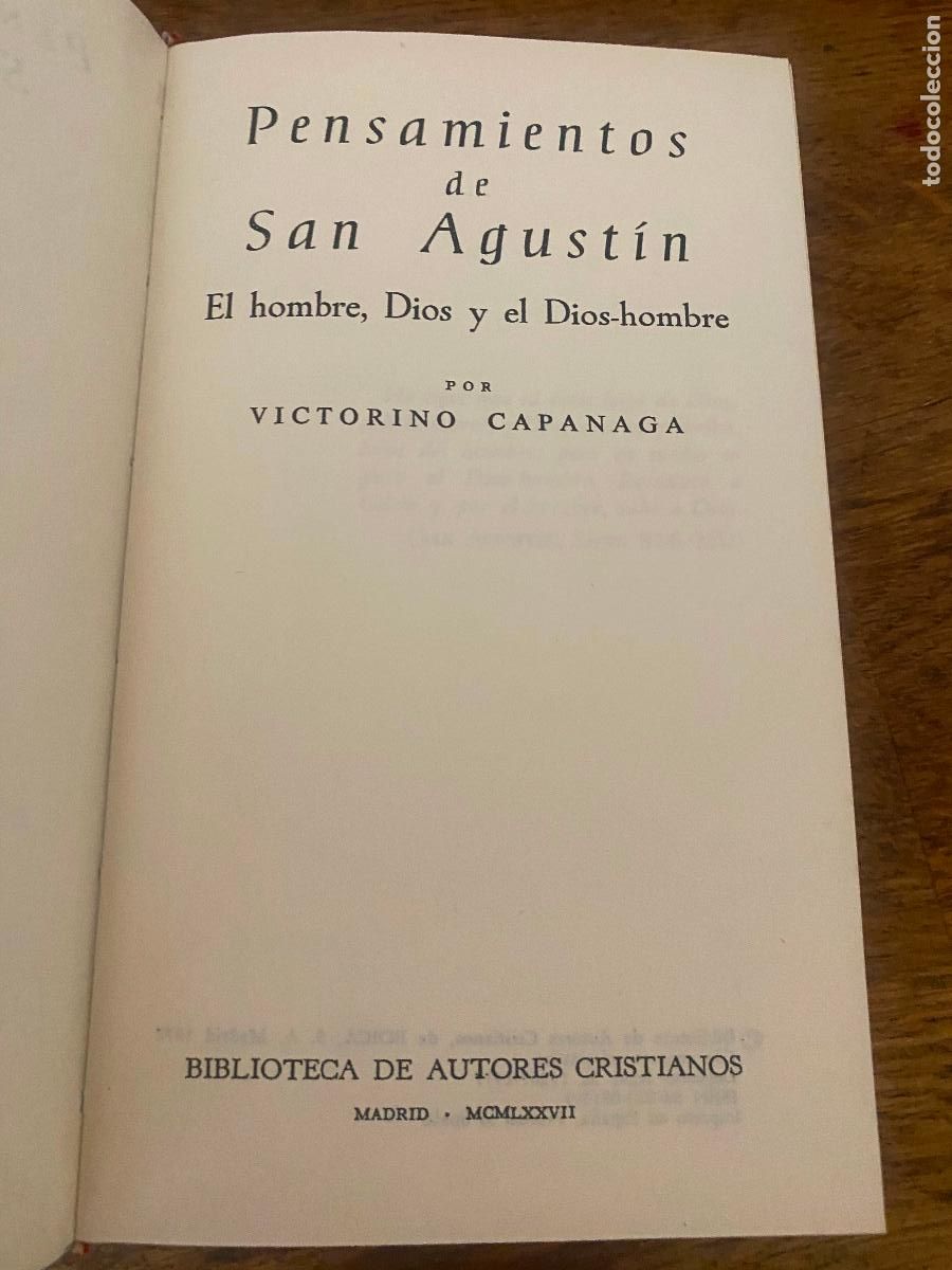 Libros de segunda mano: PENSAMIENTOS DE SAN AGUST&Iacute;N - VICTORINO CAPANAGA - BIBLIOTECA DE AUTORES CRISTIANOS / BAC - 1977