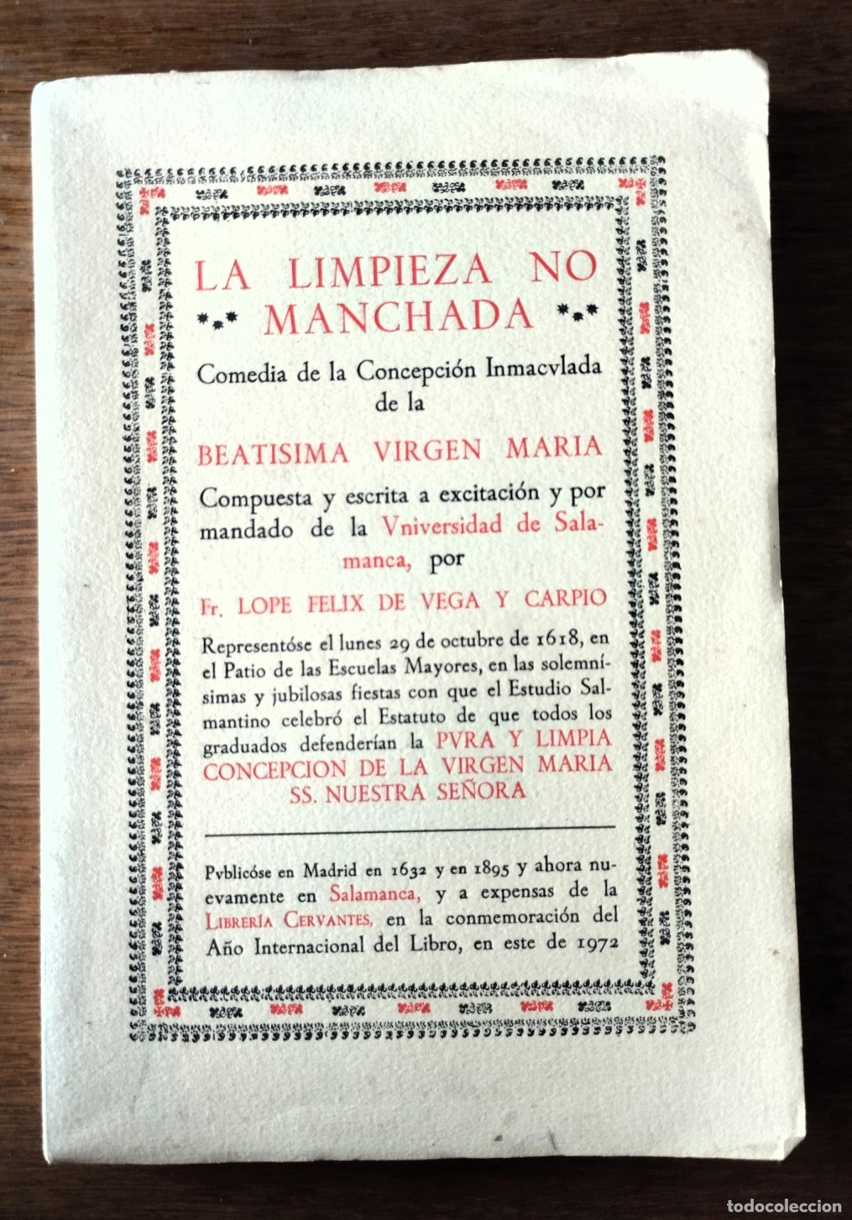 Libros de segunda mano: La limpieza no manchada, comedia de la Concepci&oacute;n Inmaculaa de la beat&iacute;sima Virgen Mar&iacute;a...