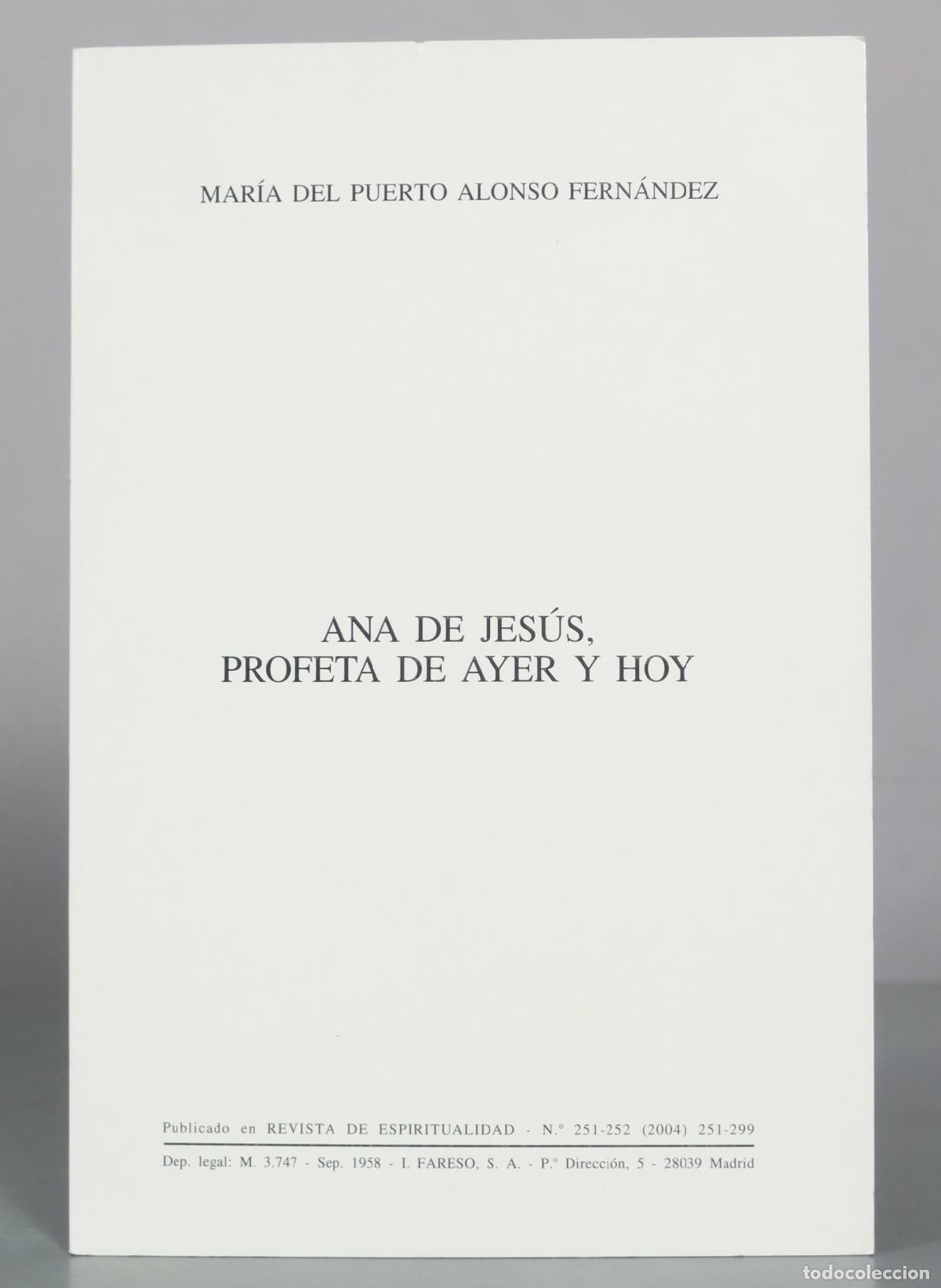 Gebrauchte B&uuml;cher: Ana de Jes&uacute;s, profeta de ayer y hoy - Mar&iacute;a del Puerto Alonso Fern&aacute;ndez - Revista de Espiritualidad