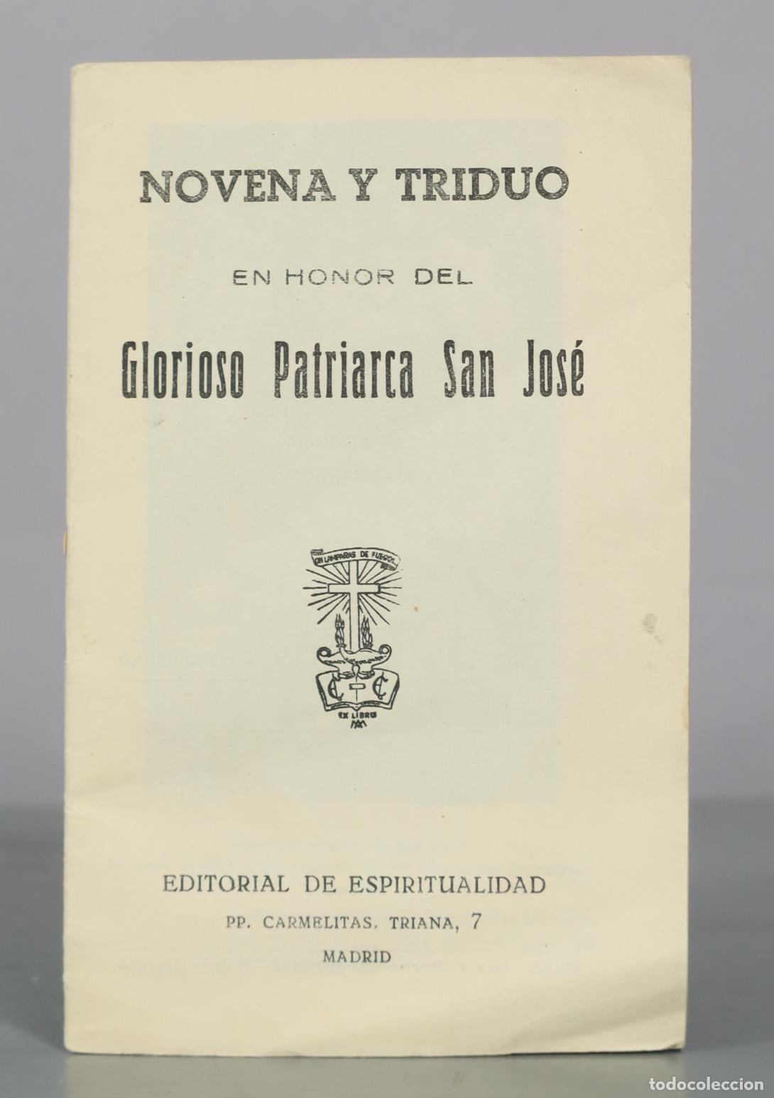 Libros de segunda mano: Novena y Triduo en honor del Glorioso Patriarca San Jos&eacute; - Editorial de Espiritualidad