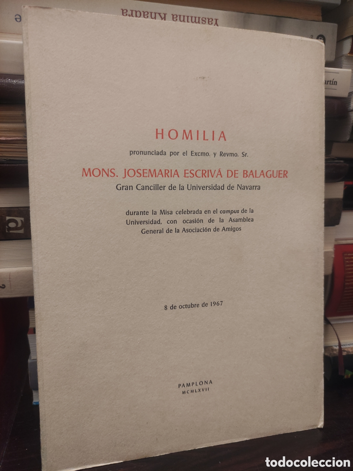 Libros de segunda mano: HOMILIA - JOSE MARIA ESCRIVA DE BALAGUER - PAMPLONA 1967