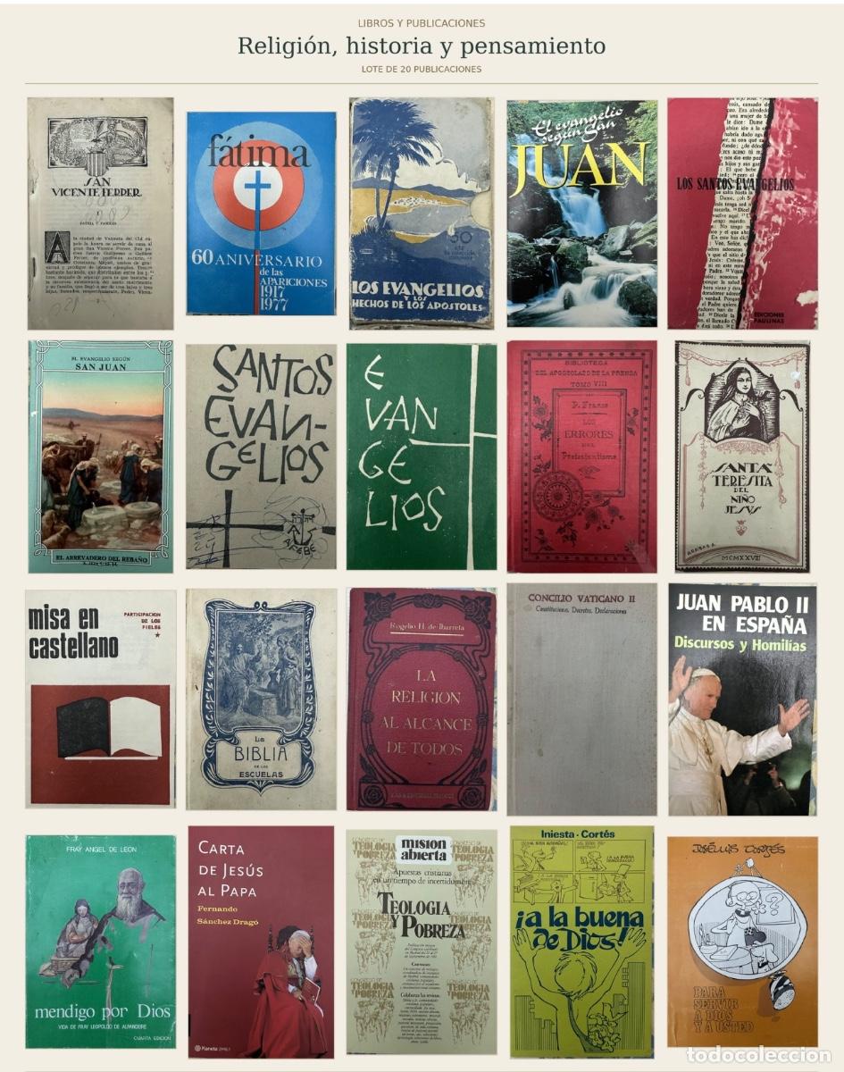 Libri di seconda mano: Lote de 20 libros y publicaciones de tem&aacute;tica religiosa: evangelios, teolog&iacute;a, biograf&iacute;as y humor