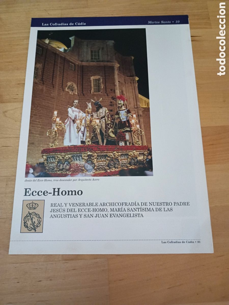 Second hand books: LAS COFRAD&Iacute;AS DE C&Aacute;DIZ - FASC&Iacute;CULO 10 ECCE-HOMO - 1999