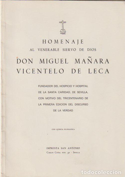 Libros de segunda mano: Homenaje al venerable siervo de Dios don Miguel Ma&ntilde;ara Vicentelo de Leca