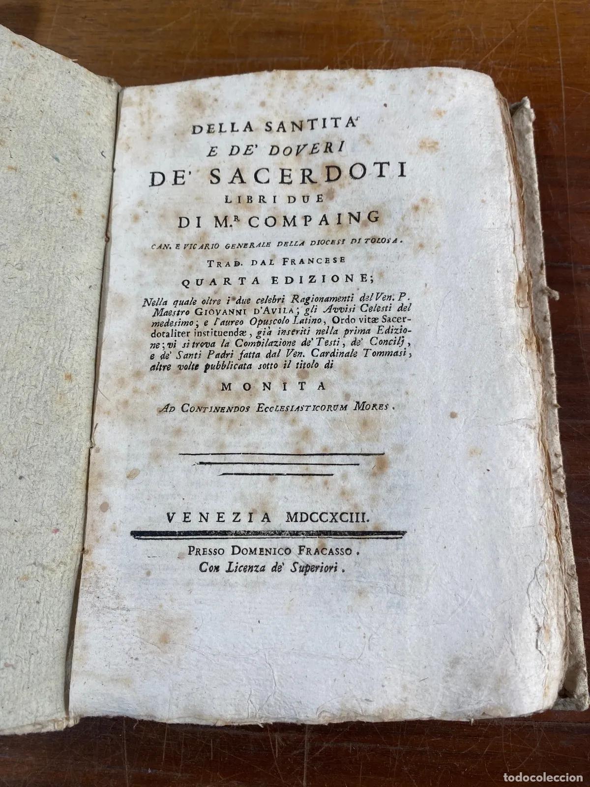 Libros de segunda mano: Pierre Compaing - Della santit� e de' doveri de' sacerdoti