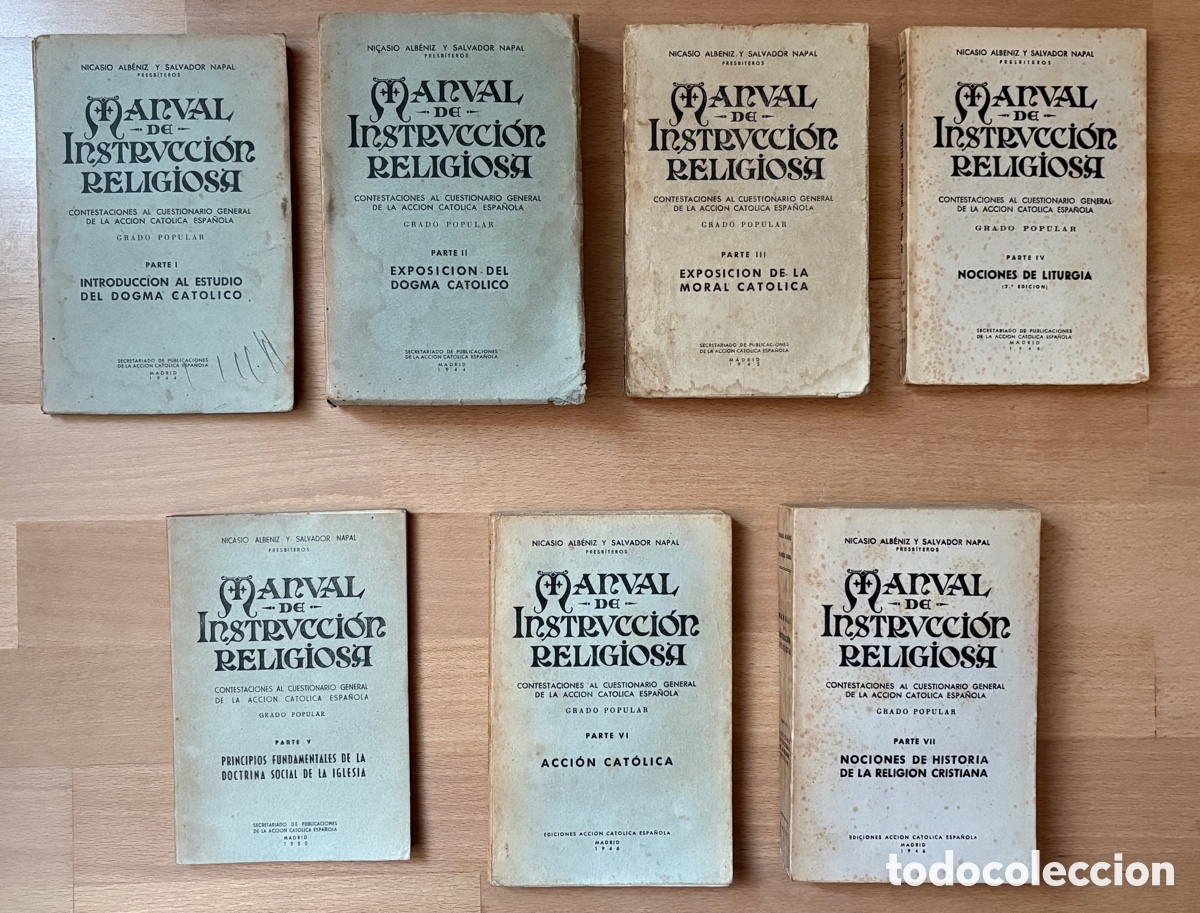 Libros de segunda mano: (L626) Manual de Instrucci&oacute;n Religiosa - Obra Completa 7 Tomos (1944-50) Alb&eacute;niz y Napal