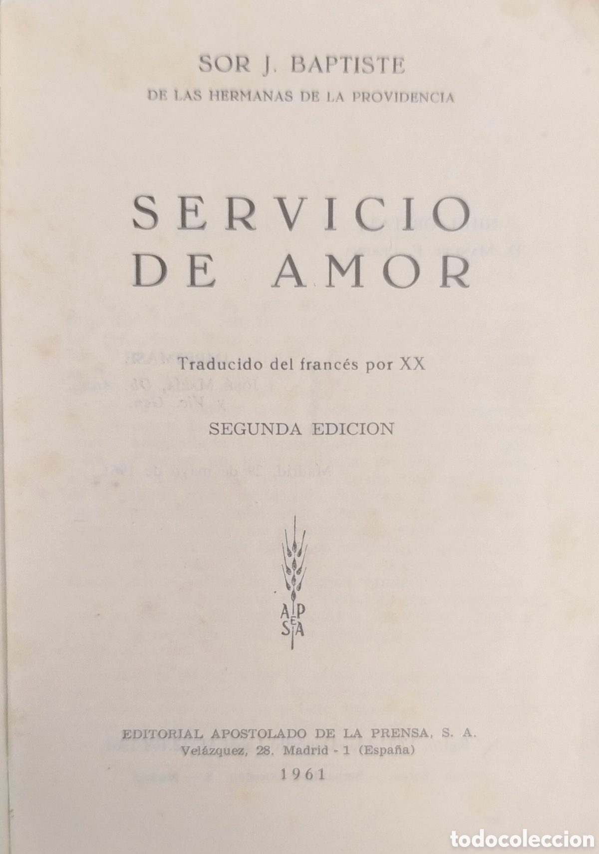Libros de segunda mano: Servicio de amor. J. Baptiste - Foto 2