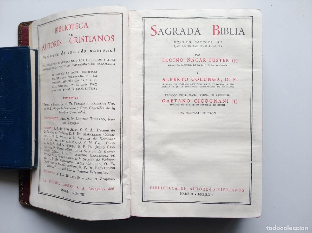 Libros de segunda mano: SAGRADA BIBLIA VERSION DIRECTA DE LAS LENGUAS ORIGINALES. 1962. PAPEL BIBLIA. MUY ILUSTRADO.