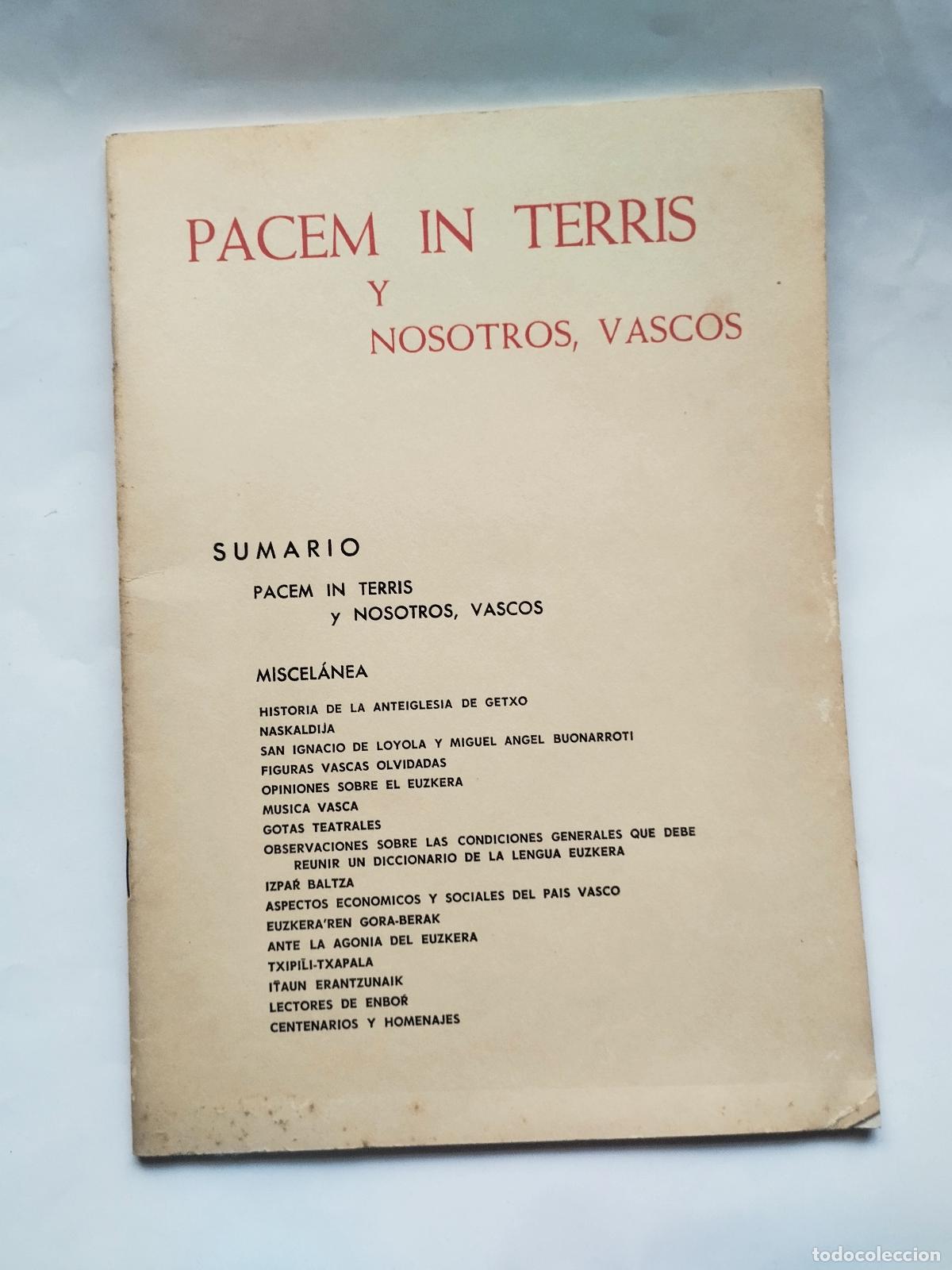 Libros de segunda mano: PACEM IN TERRIS Y NOSOTROS, VASCOS - VARIOS AUTORES - Varios Autores
