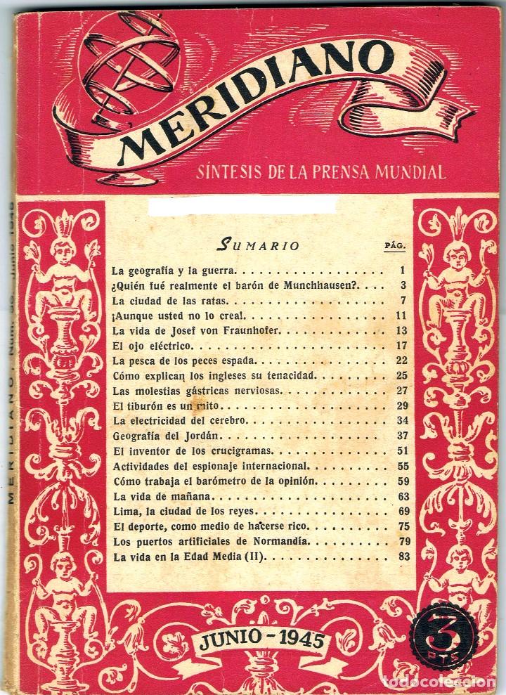 Libros de segunda mano: MERIDIANO (junio 1945) - Foto 1