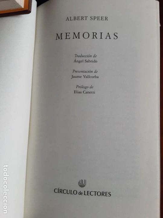 Libros de segunda mano: Memorias, Albert Speer - Circulo de lectores 2002 - Foto 4