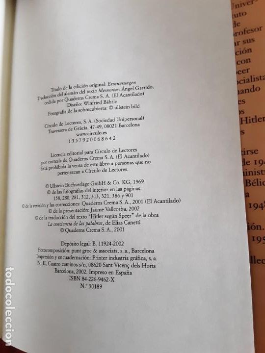 Libros de segunda mano: Memorias, Albert Speer - Circulo de lectores 2002 - Foto 7