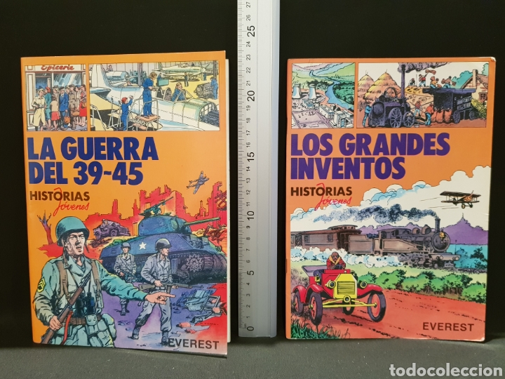 Libri di seconda mano: Historias j&oacute;venes. La guerra del 39-45/Los grandes inventos.Editorial Everest. A&ntilde;o 1980