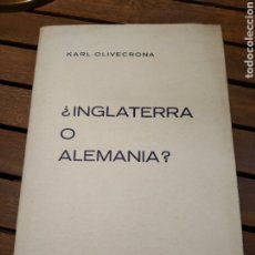 Libros de segunda mano: INGLATERRA O ALEMANIA KARL OLIVECRONA LÜBECK, 1941. FOLLETO DE PROPAGANDA ALEMANA.