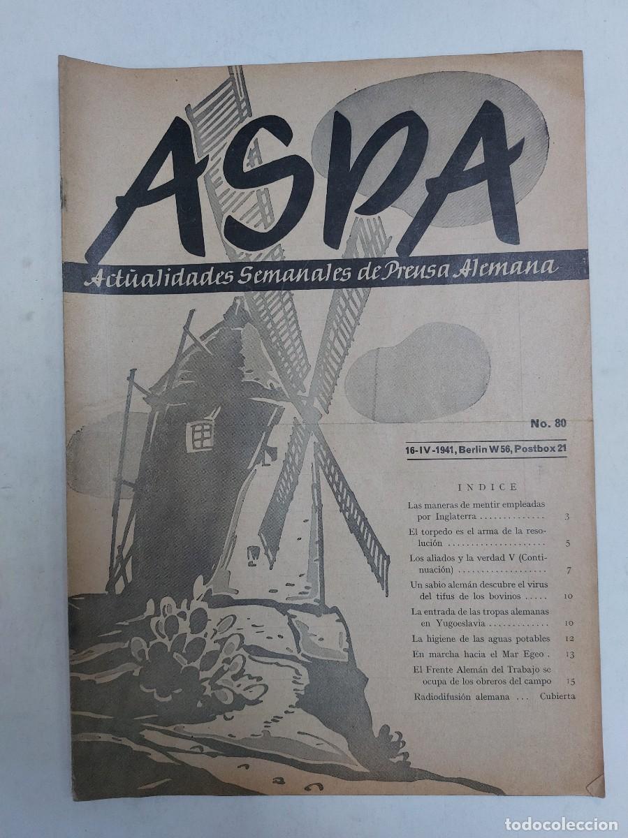 Libros de segunda mano: Revista ASPA. N&uacute;mero 80 de 1941 - Foto 1