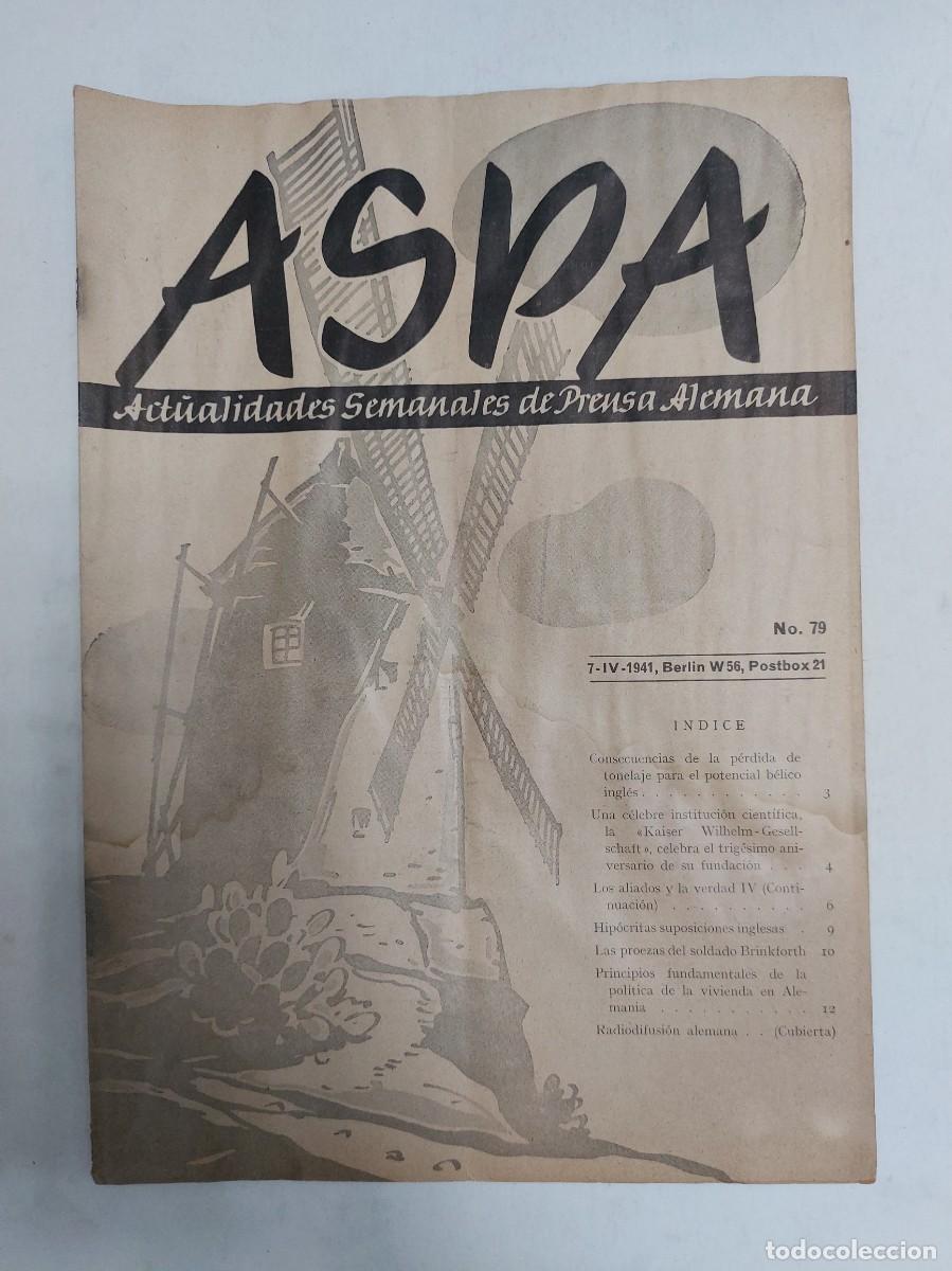 Libros de segunda mano: Revista ASPA. N&uacute;mero 79 de 1941 - Foto 1