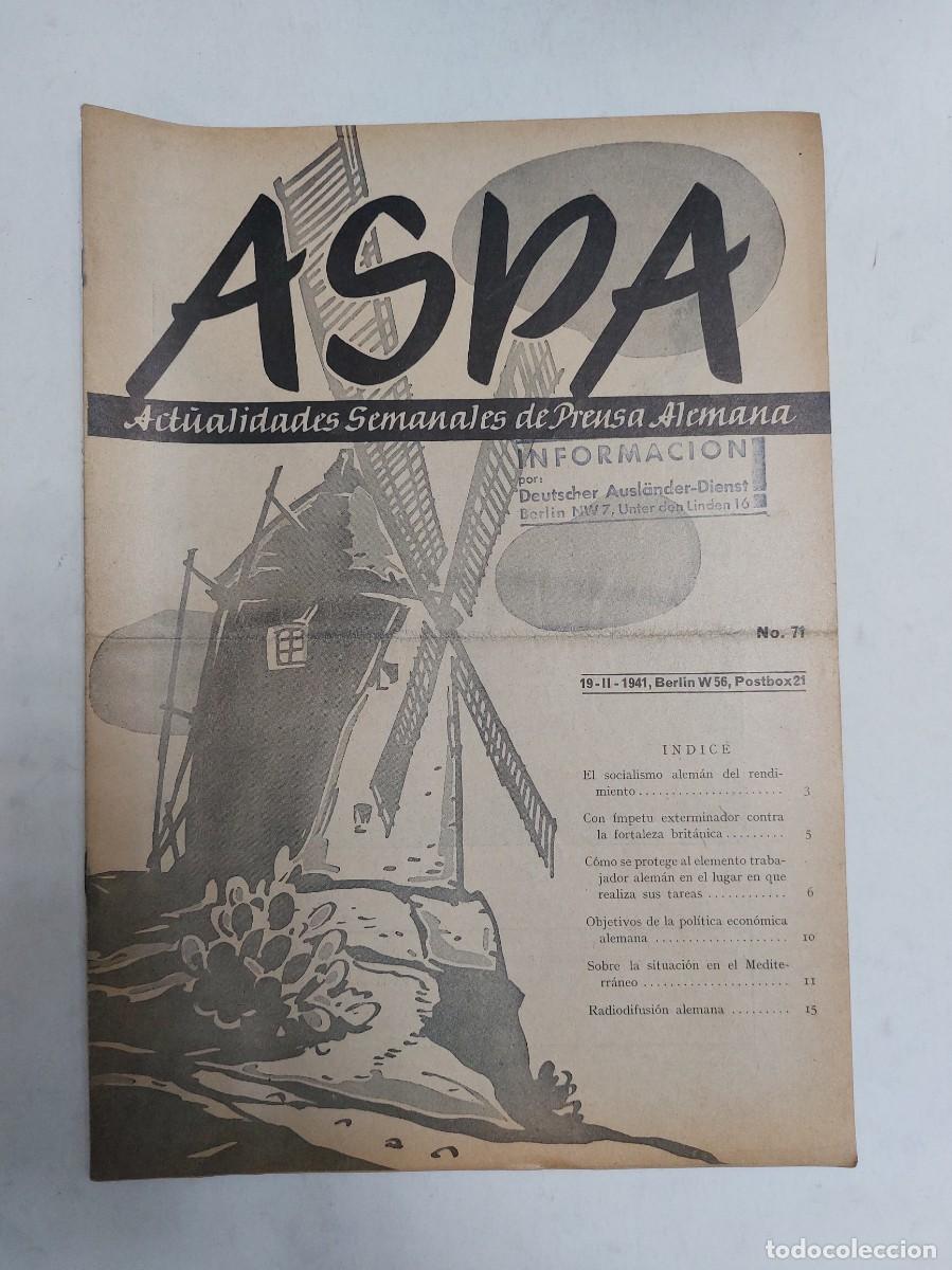 Libros de segunda mano: Revista ASPA. N&uacute;mero 71 de 1941 - Foto 1