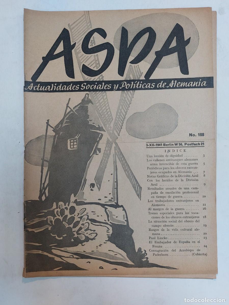 Libros de segunda mano: Revista ASPA. N&uacute;mero 108 de 1941 - Foto 1