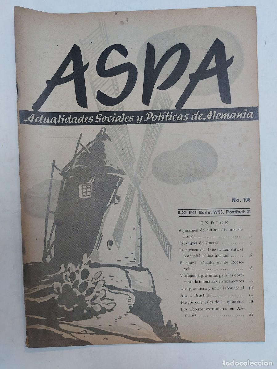 Libros de segunda mano: Revista ASPA. N&uacute;mero 106 de 1941 - Foto 1