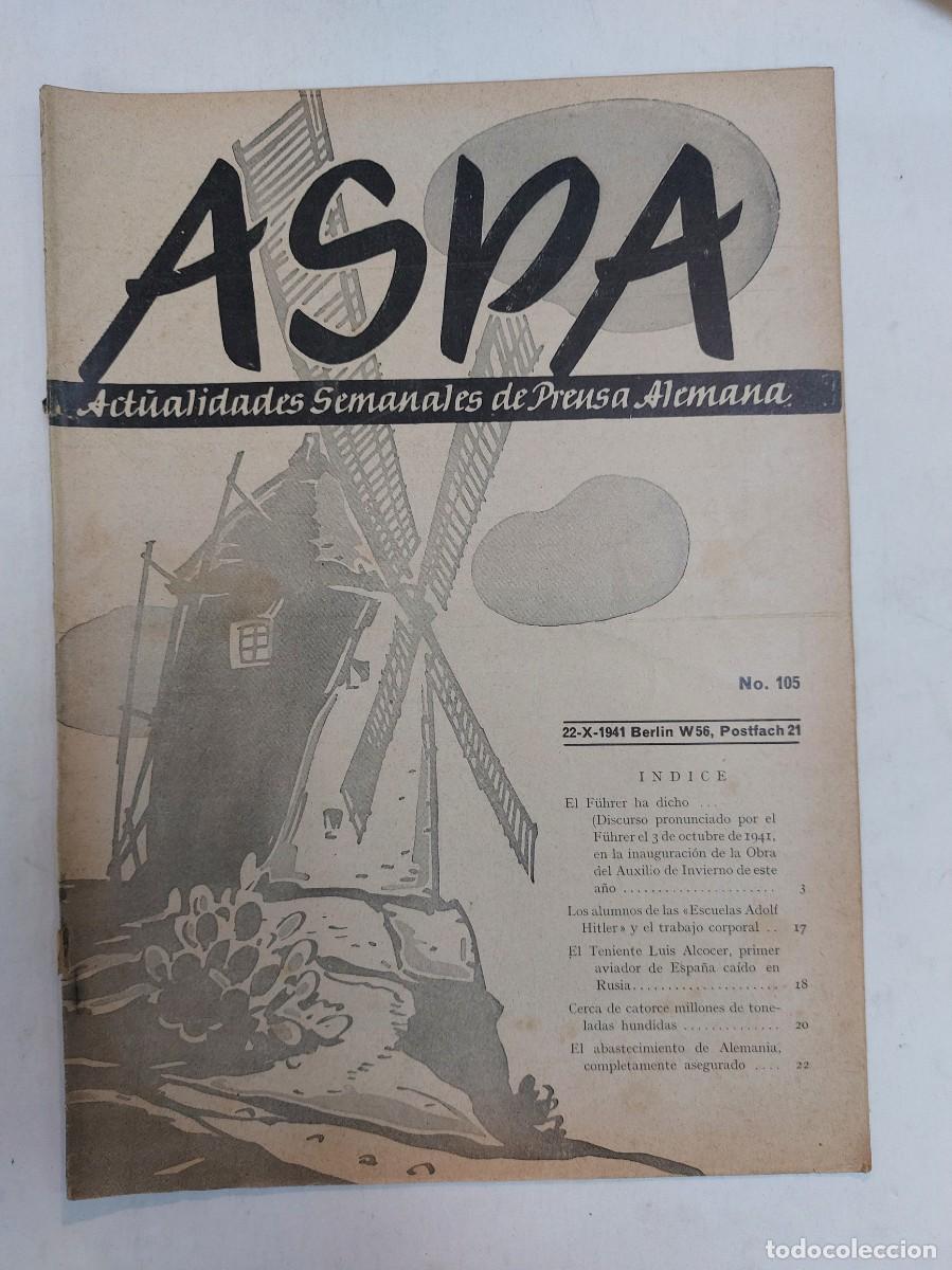 Libros de segunda mano: Revista ASPA. N&uacute;mero 105 de 1941 - Foto 1