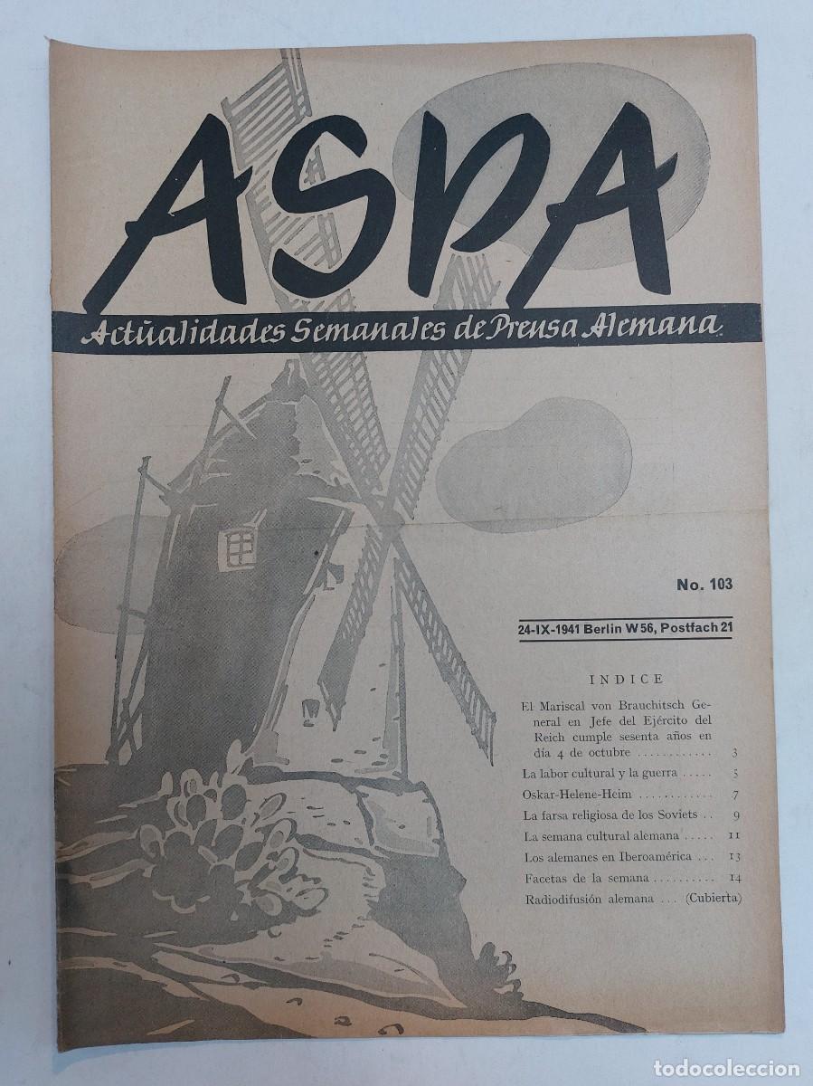 Libros de segunda mano: Revista ASPA. N&uacute;mero 103 de 1941 - Foto 1