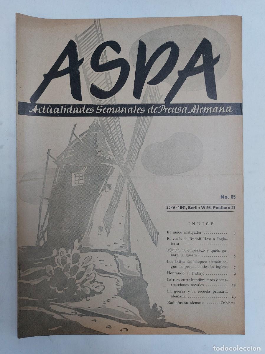 Libros de segunda mano: Revista ASPA. N&uacute;mero 85 de 1941 - Foto 1