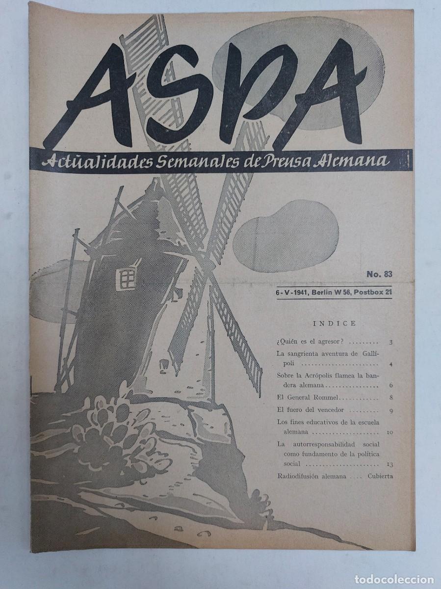 Libros de segunda mano: Revista ASPA. N&uacute;mero 83 de 1941 - Foto 1