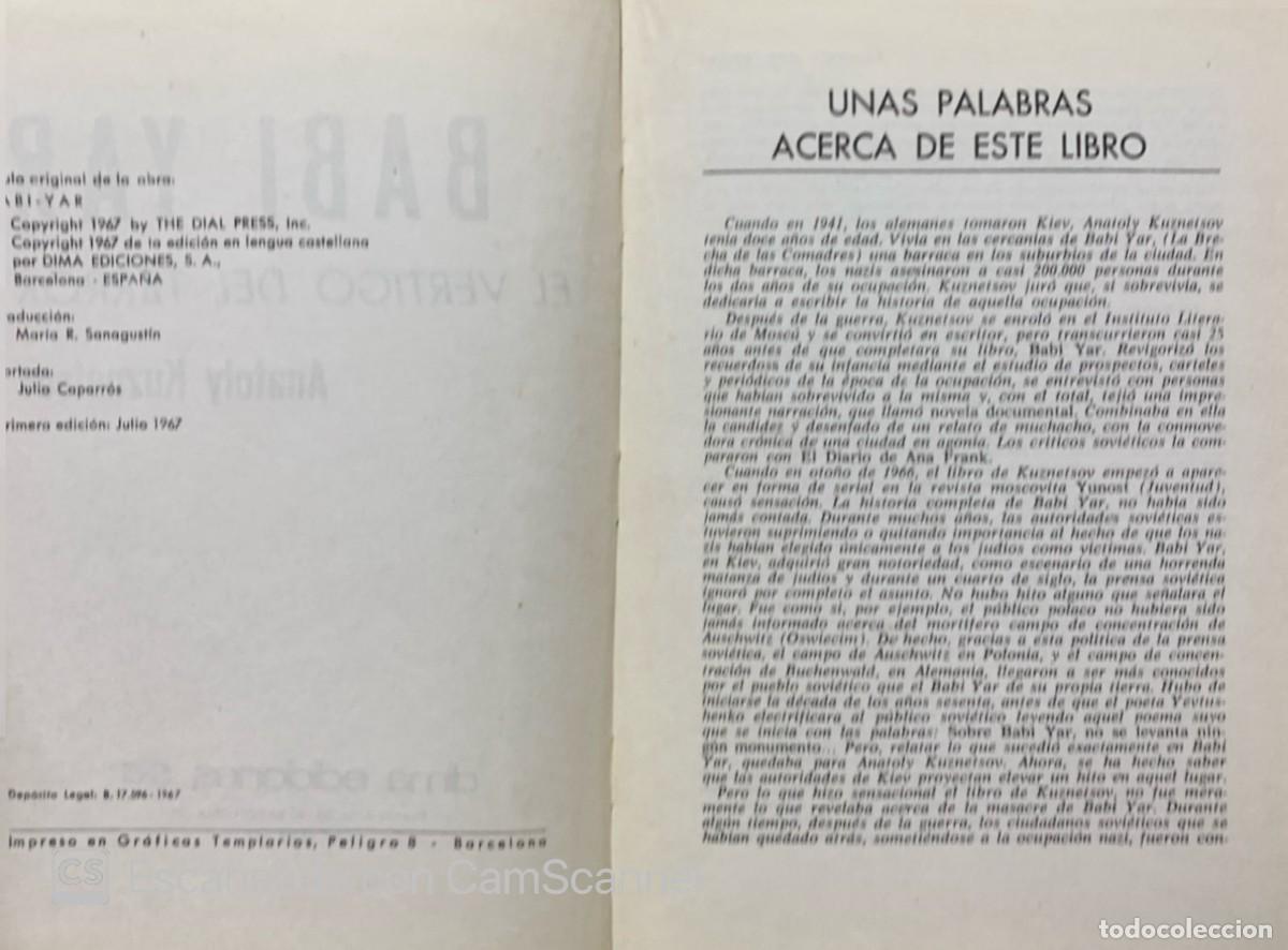 Libros de segunda mano: BABI YAR. El v&eacute;rtigo del terror Anatoly Kuznetsov - Foto 2