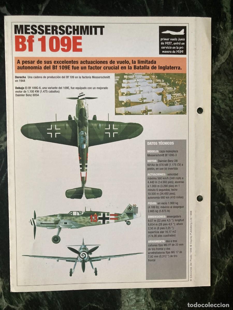 Libros de segunda mano: FICHA AVION MESSERSCHMITT BF 109 - Foto 3
