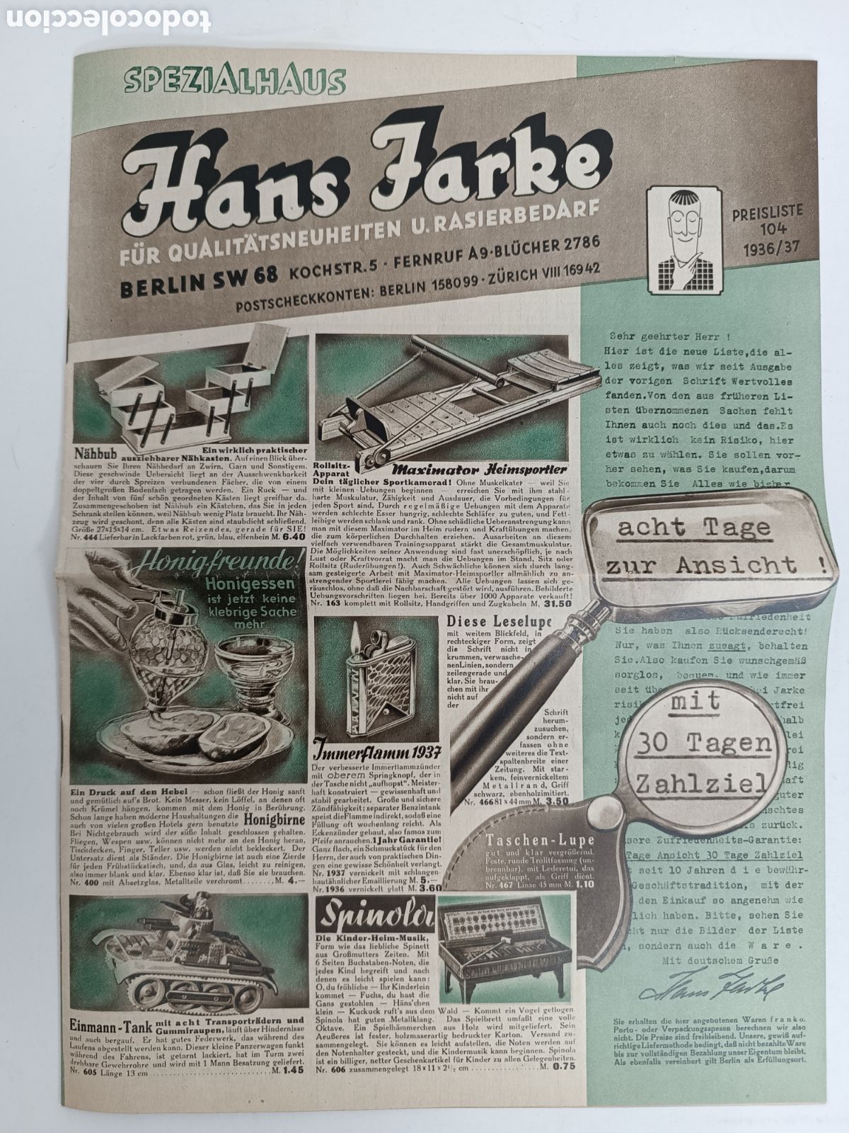 Libri di seconda mano: Hans Jarke Spezialhaus preisliste 1936/37 Ozaphan Zeppelin Panzer spielzeug rasier Wehrmacht WWII