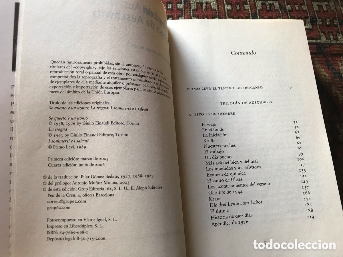 Libros de segunda mano: Trilog&iacute;a de Auschwitz. Primo Levi. El Aleph - Foto 5