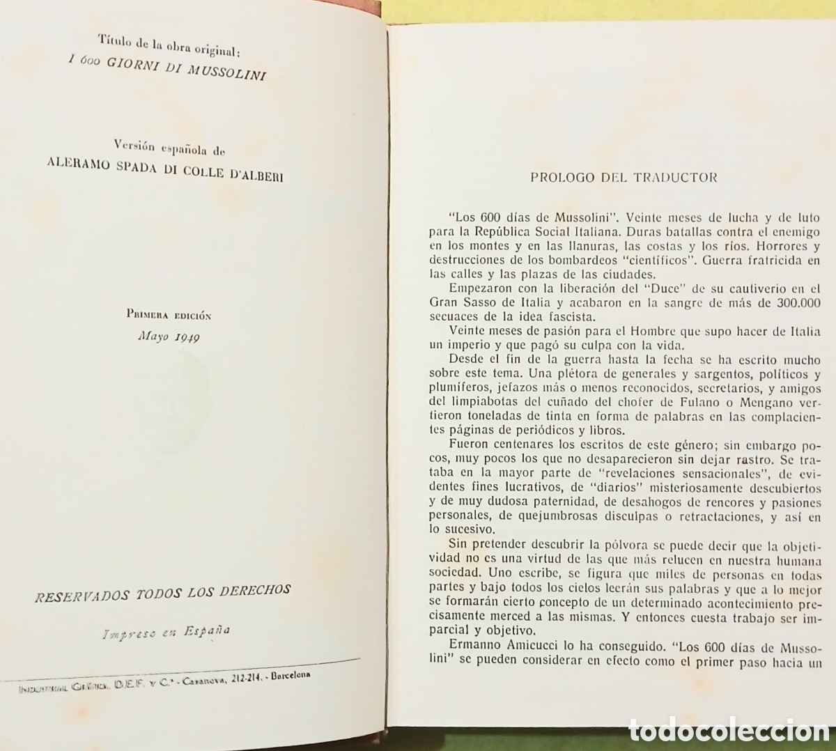 Libros de segunda mano: Los 600 dias de Mussolini, Ermanno Amicucci - Foto 3