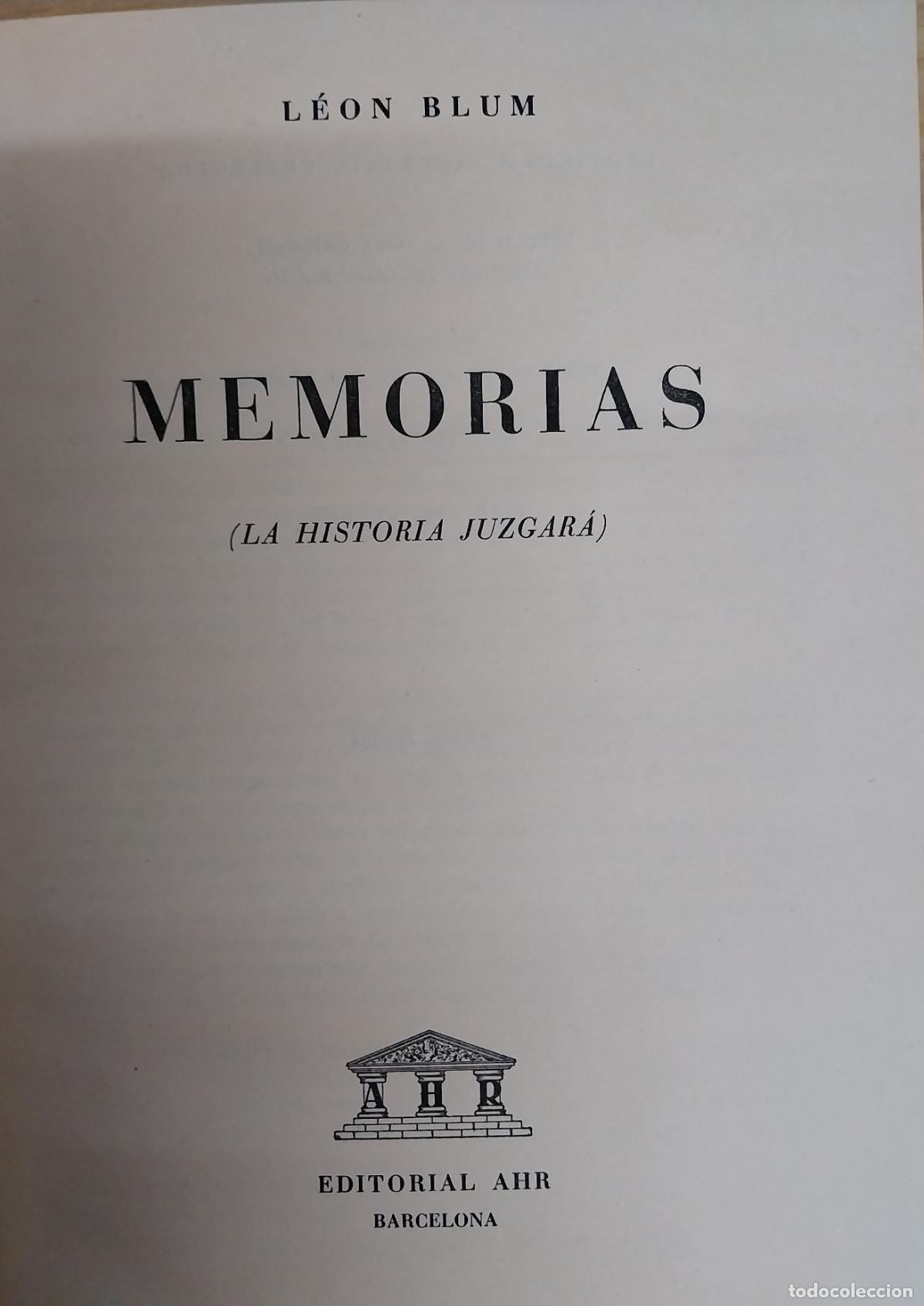 Libros de segunda mano: leon blum. memorias.