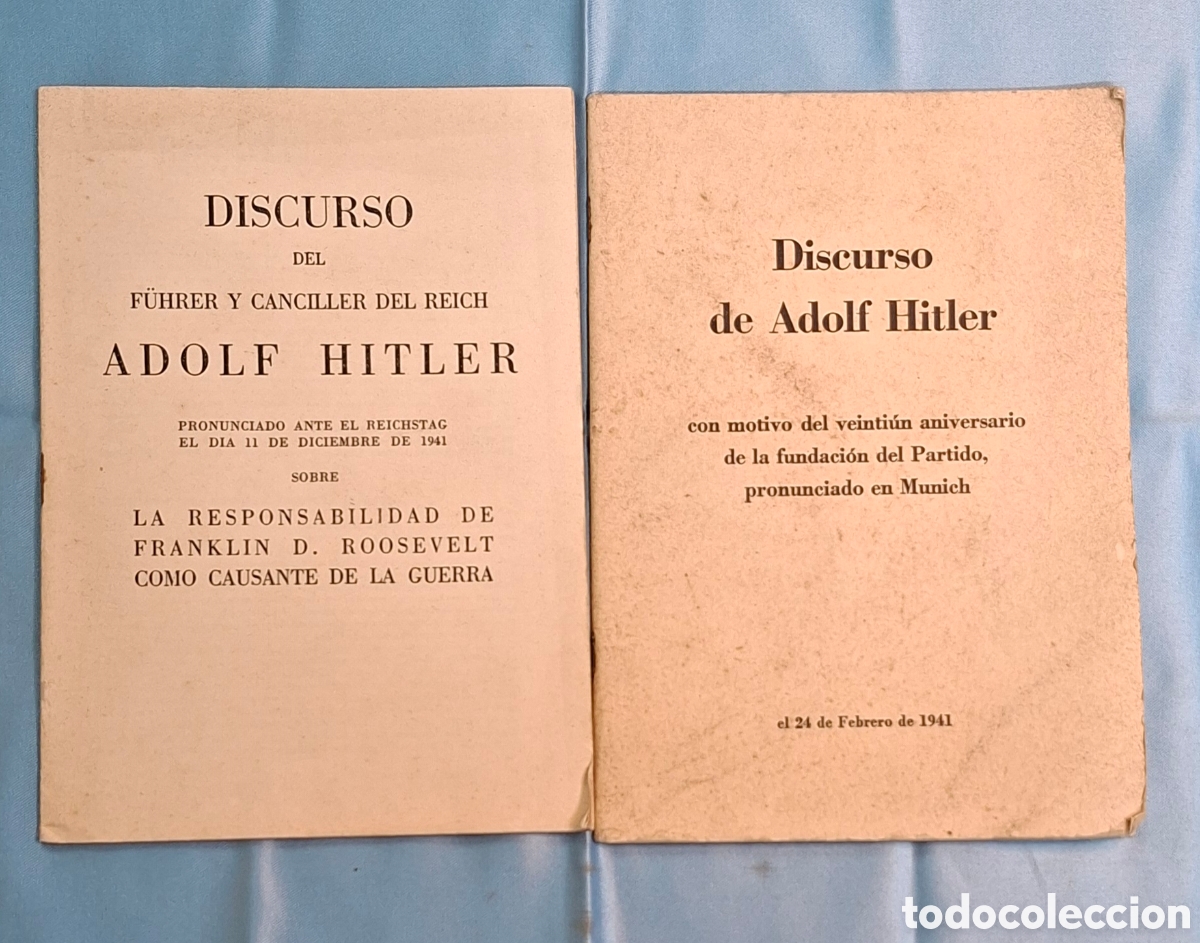 Libros de segunda mano: Discursos de Adolf Hitler (1941)