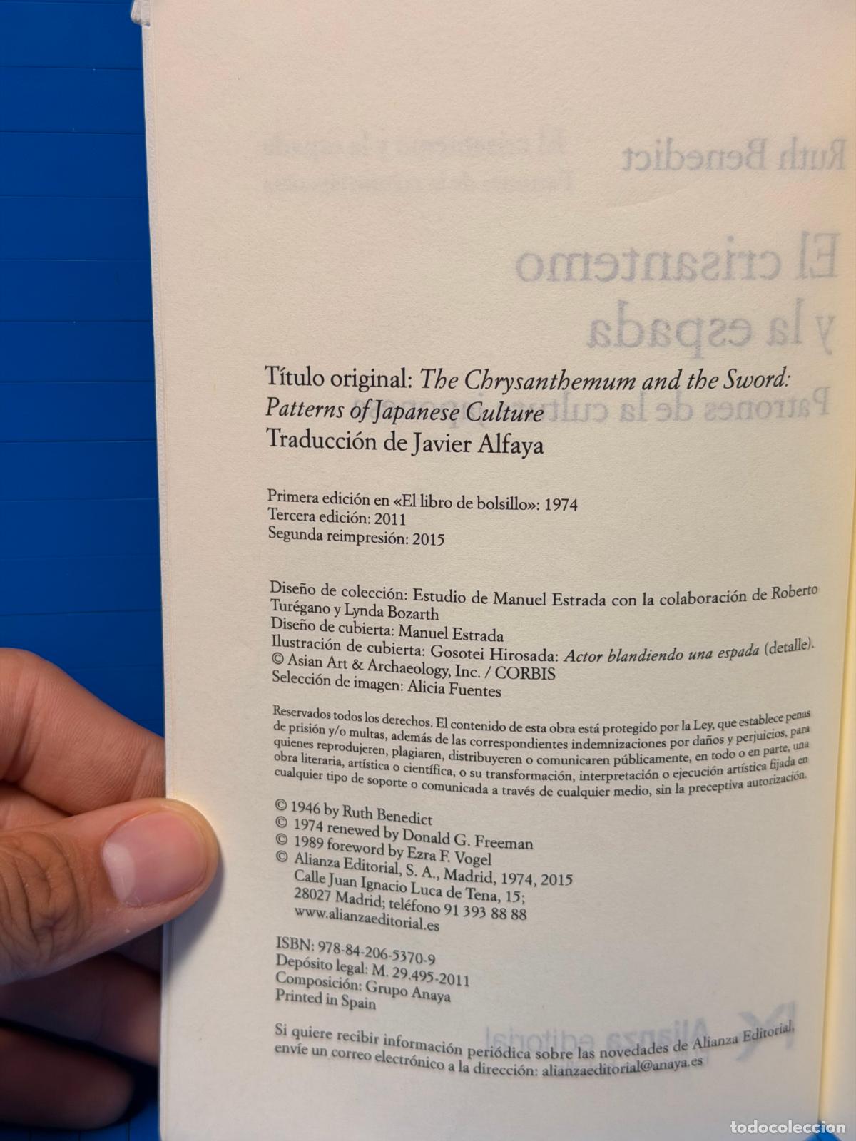 Libros de segunda mano: CRISANTEMO Y LA ESPADA &ndash; ED. ALIANZA EDITORIAL &ndash; RUTH BENEDICT &ndash; 2015 - Foto 3