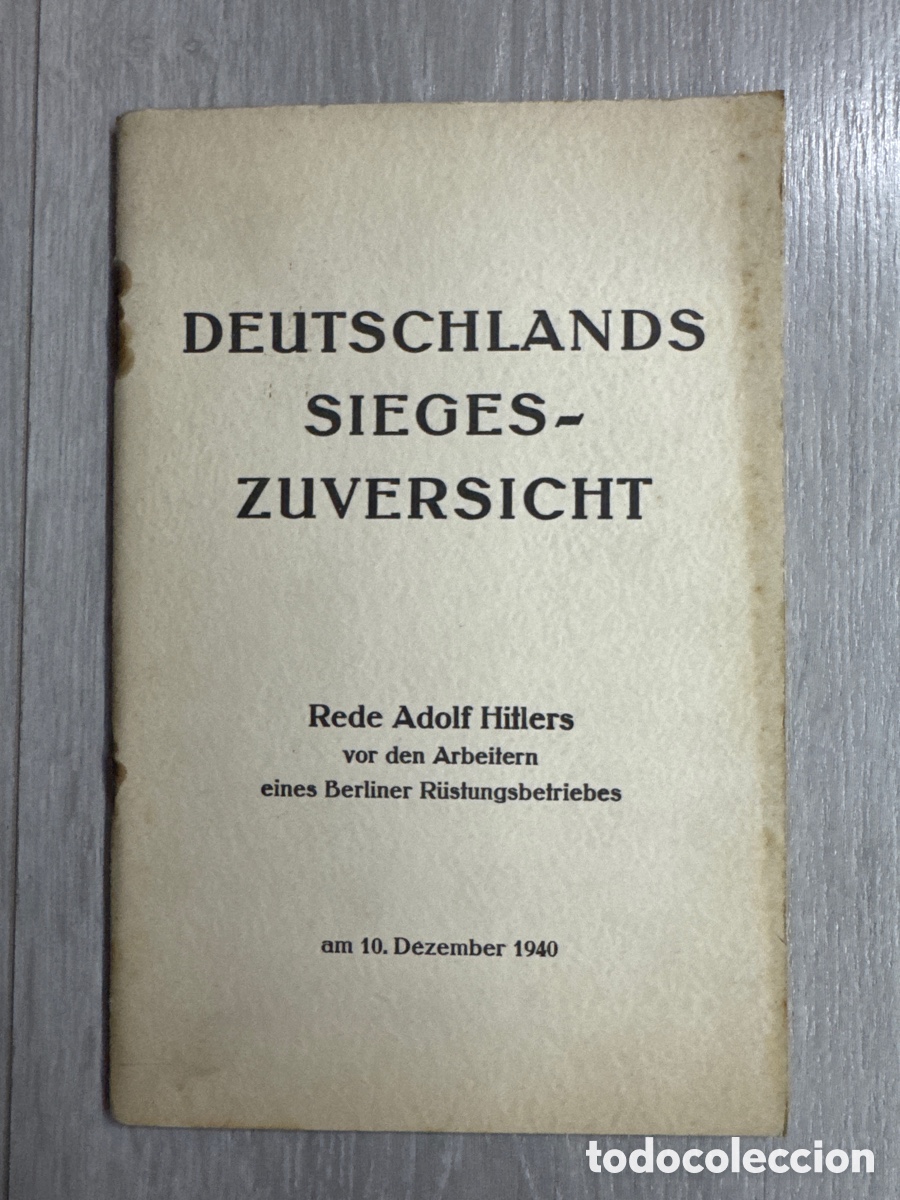 Libros de segunda mano: Deutschlands Sieges-Zuversicht. 1940. III REICH. HITLER
