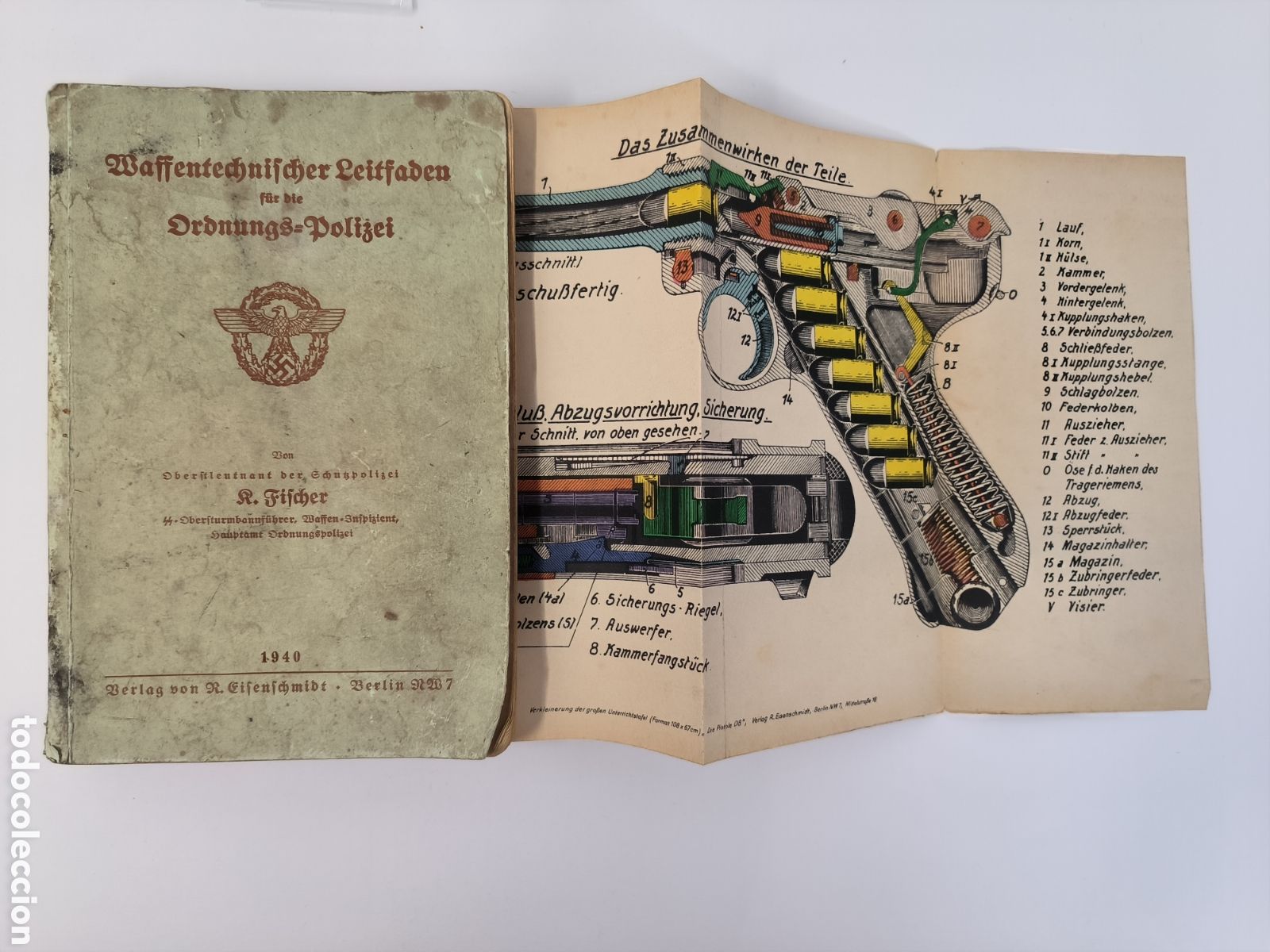 Libros de segunda mano: Waffentechnischer Leitfaden Ordnungs Polizei M.P 18 Walther Pistole 08 MG 08 K98 Wehrmacht