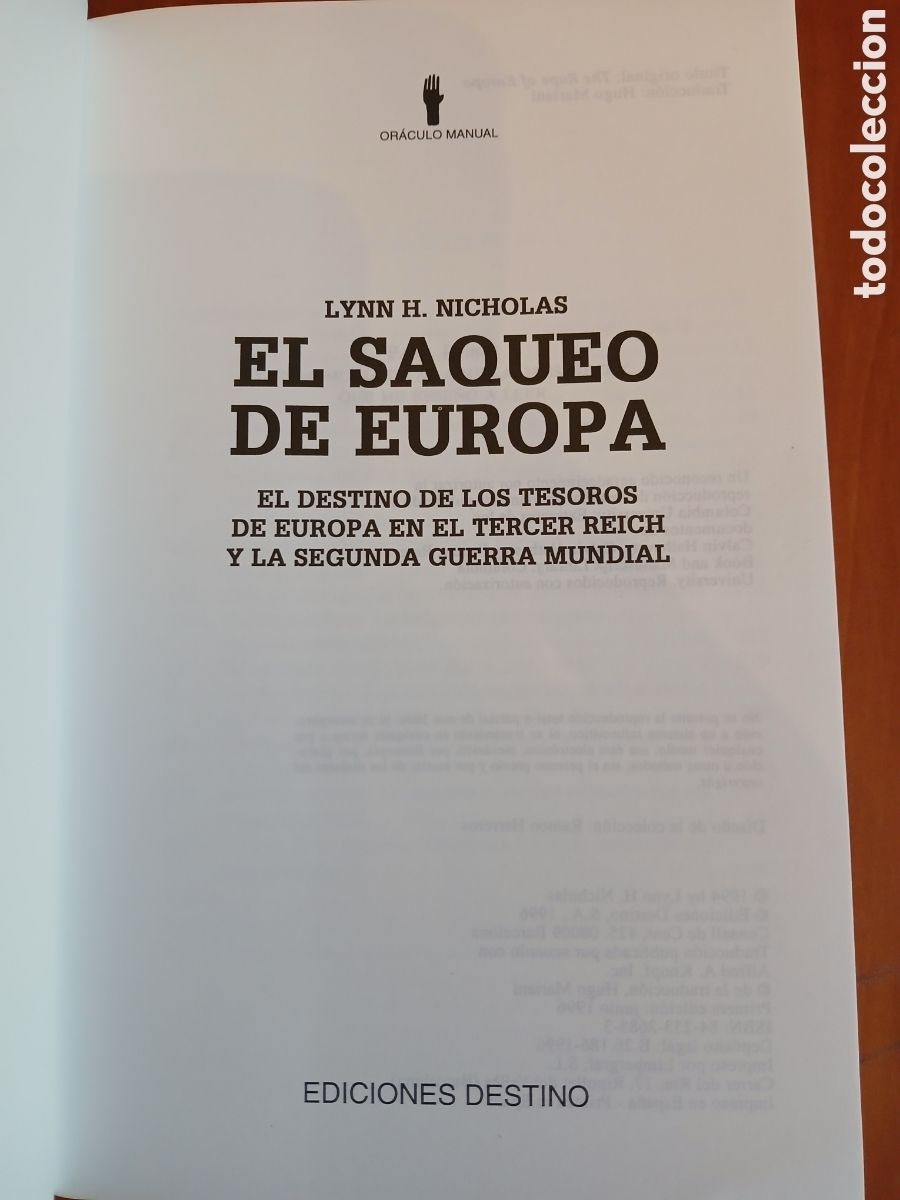 Libros de segunda mano: El Saqueo de Europa. Lynn H. Nicholas. - Foto 3