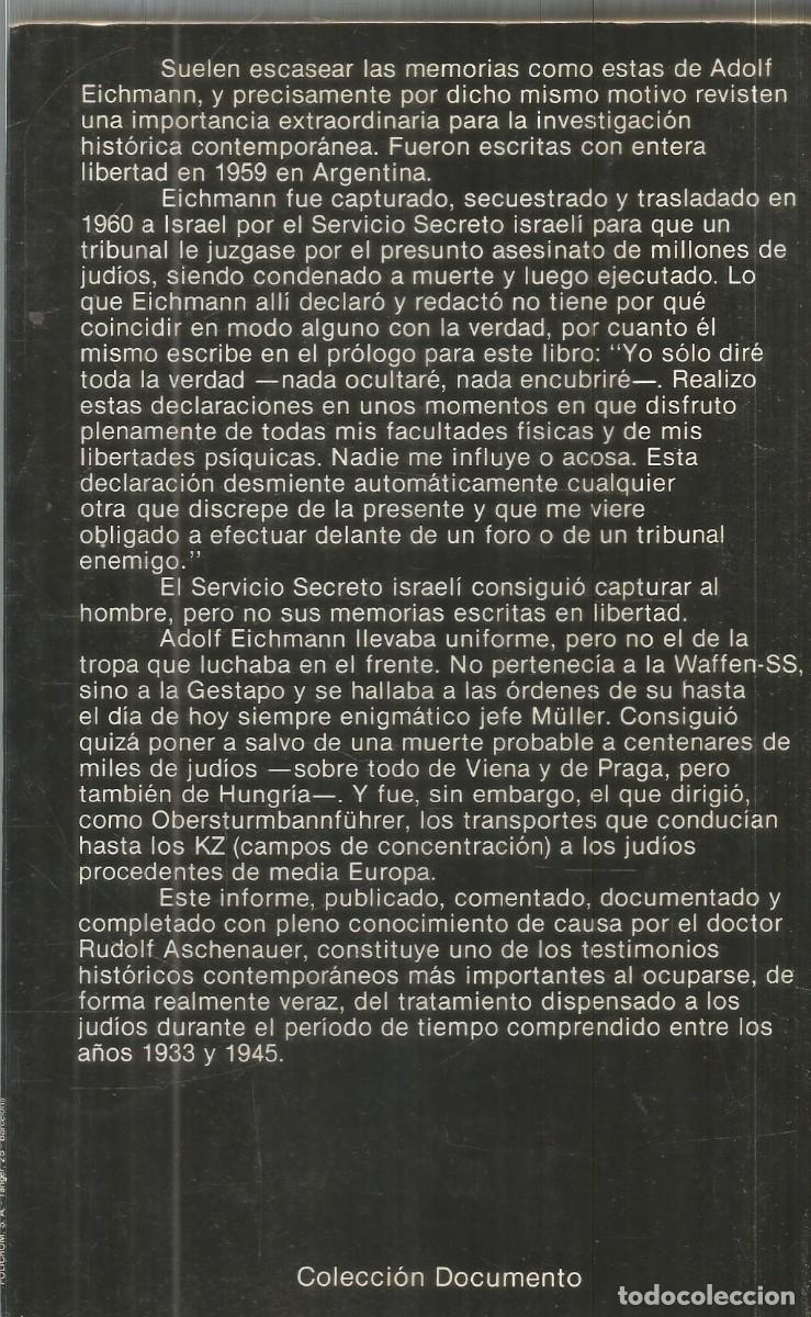Libros de segunda mano: ADOLF EICHMANN. YO, ADOLF EICHMANN. PLANETA. PRIMERA EDICION - Foto 2
