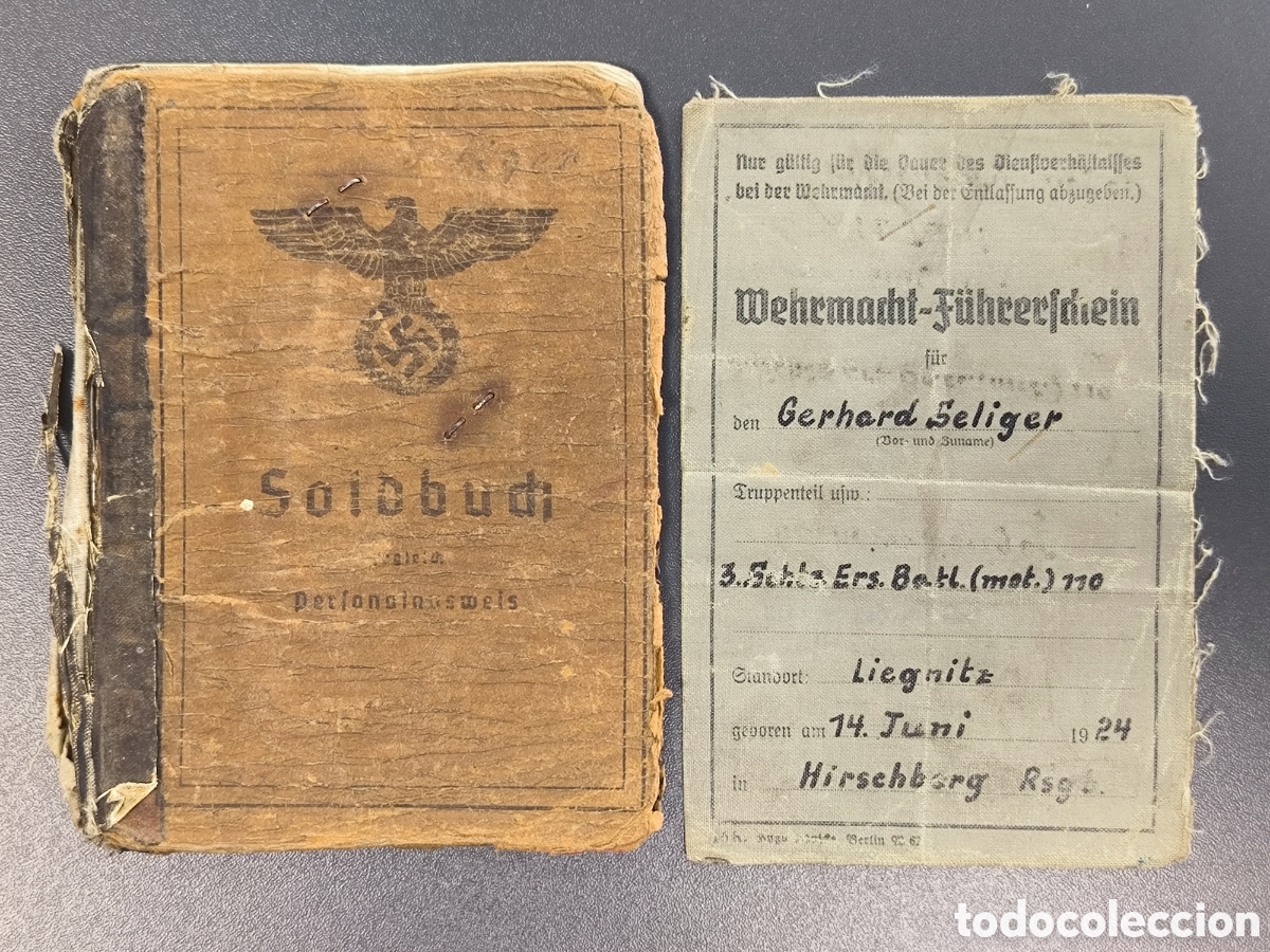 Libros de segunda mano: Soldbuch Wehrmacht F&uuml;hrerschein Gerhard Seliger Heeres-Flakartillerie-Abt. (Mot.) 298 6. Panzer-Div.
