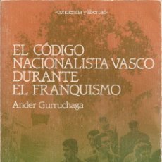 Libros de segunda mano: EL CODIGO NACIONALISTA VASCO DURANTE EL FRANQUISMO / A. GURRUCHAGA. BCN : ANTROPHOS, 1985. 20X13CM. . Lote 40735418
