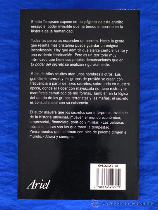 Libros de segunda mano: EL PODER DEL SECRETO. EMILIO TEMPRANO. Editorial Ariel, 2002, 1&ordf; Ed. - Foto 2
